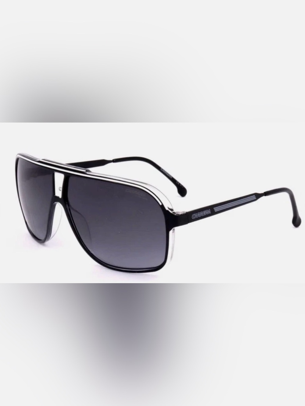 CARRERA GRAND PRIX 3 080S 9O Sunglasses Black White Frame Grey Shaded Lens 64mm-